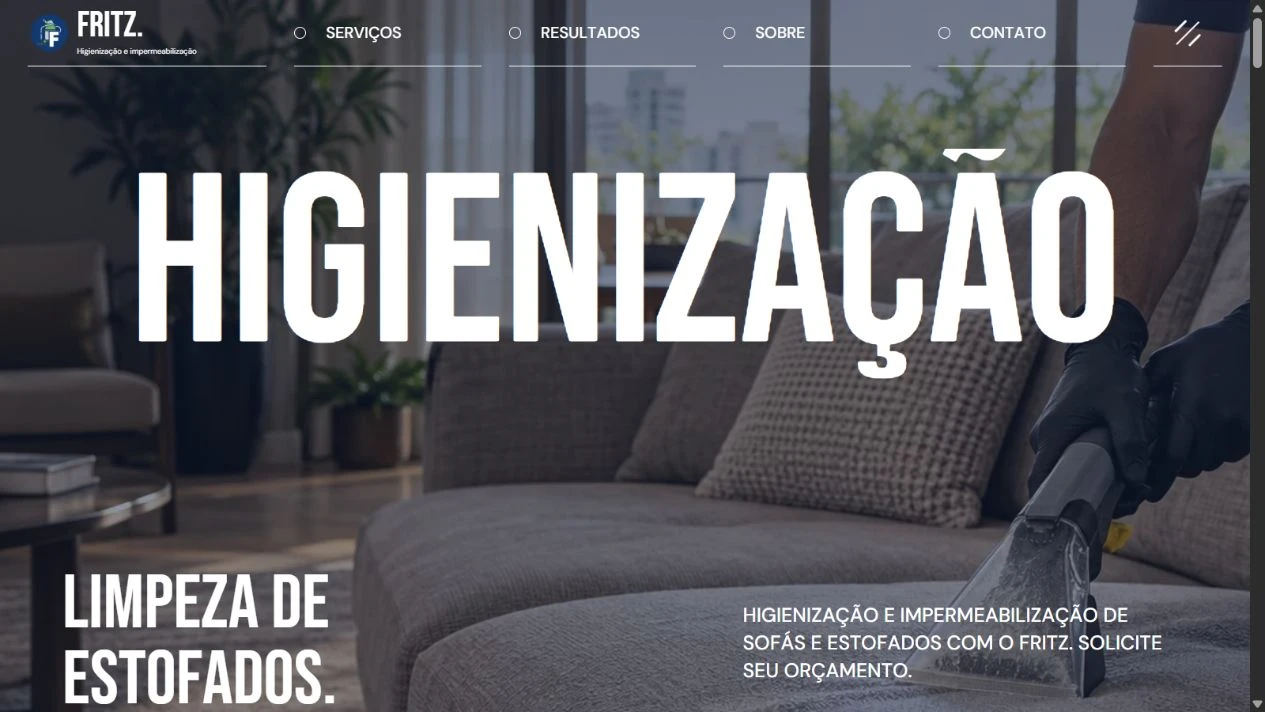 Captura real da home do site Fritz Higienização